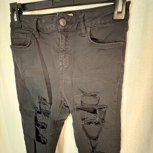 Topshop Moto Jamie Black Ripped Skinny Jeans W26 L30